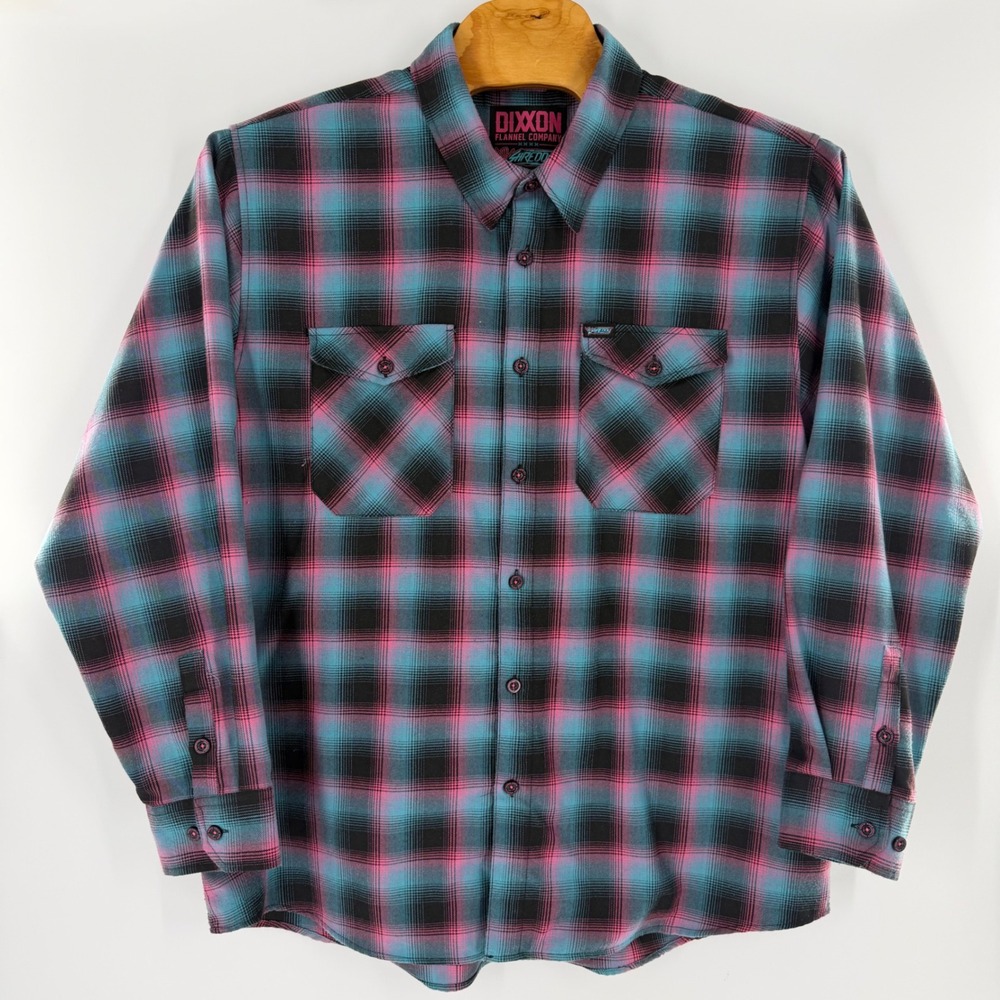 Dixxon Flannel Co Shreddy Pink Teal Black Plaid D-Tech Shirt Mens 3X